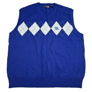 University Of Kentucky UK Wildcats Sweater Vest Men's Size Large Blue Crable CS
